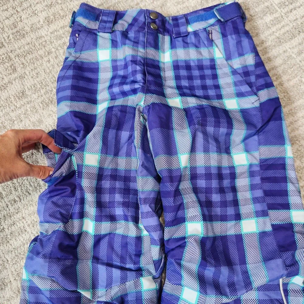 Columbia youth Bugaboo snow ski pants purple plaid size S/8 - Picture 6 of 12